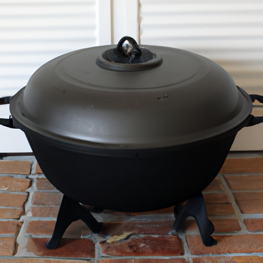 A cast iron dutch oven, perfect for cooking a turkey.